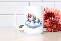 Colorful Baby Unicorn Watercolor Napping Product Image 2