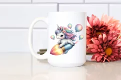 Cute Baby Unicorn Riding on Comet | Clipart Product Image 2