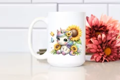 Cute Baby Unicorn Sunflower | Sublimation Clipart Product Image 2
