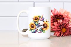 Cute Baby Unicorn Sunflower | Sublimation Clipart Product Image 2