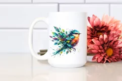 Vibrant Bird with Plant Leaves PNG Product Image 2