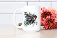 Vibrant Bird with Plant Leaves PNG Product Image 2