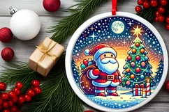 Round Christmas Ornament Sublimation|Clipart Product Image 1