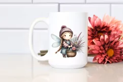 Cute Boho Baby Dragonfly Basket Flowers Clipart Product Image 2