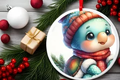 Baby Turtle Winter Clipart Sublimation PNG Product Image 2