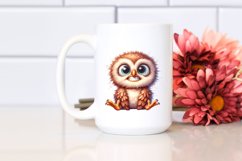Watercolor Confused Baby Owl Sitting Clipart Product Image 2