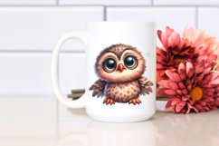Watercolor Confused Baby Owl Sitting Clipart Product Image 2