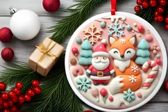 Round Christmas Ornament Sublimation|Clipart Product Image 1