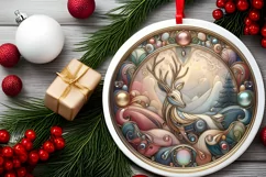Round Christmas Ornament Sublimation|Clipart Product Image 2