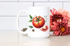 Watercolor Tomato Vegetable Red Sticker Clipart Product Image 2