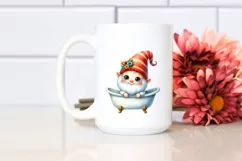 Cute Watercolor GNOME in Bath Tub | Clipart Product Image 2