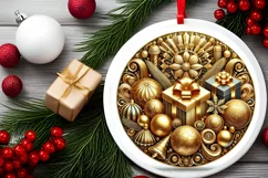 Round Christmas Ornament Sublimation|Clipart Product Image 1