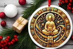 Round Christmas Ornament Sublimation|Clipart Product Image 1