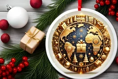 Round Christmas Ornament Sublimation|Clipart Product Image 1