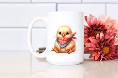 Watercolor Thoughtfull Baby Chiken Sitting Clipart Product Image 2
