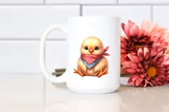 Watercolor Thoughtfull Baby Chiken Sitting Clipart Product Image 2