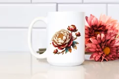 Detailed Wooden Stained Peonies | Sublimation | Clipart Product Image 2
