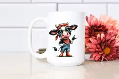 Cow Big Eyes Bandana Rain Boots Clipart Product Image 2