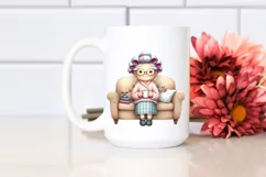 Watercolor Old Lady Sofa Mug | Sublimation | Clipart Product Image 2