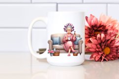 Watercolor Old Lady Sofa Mug | Sublimation | Clipart Product Image 2