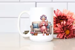 Watercolor Old Lady Sofa Mug | Sublimation | Clipart Product Image 2