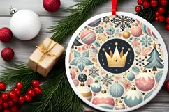 Round Christmas Ornament Sublimation|Clipart Product Image 1