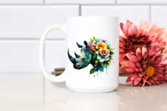 Vibrant Rhino with Flowers PNG Product Image 2