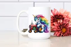 Colorful Baby Unicorn Tractor PNG Product Image 2