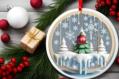 Round Christmas Ornament Sublimation|Clipart Product Image 1
