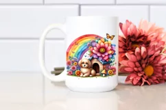 Character with Colorful Flowers and Rainbow | Flower Dog Product Image 2