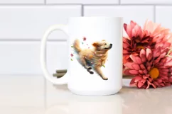 Dog Tumbling with Spring Petals in the Wind | Clipart Product Image 2