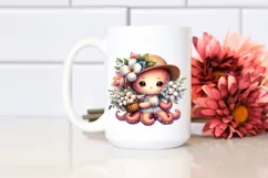 Cute Boho Baby Octopus Basket Flowers Clipart Product Image 2