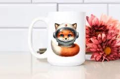 Funny Watercolor Fox with Astronaut Helmet | Clipart Product Image 2