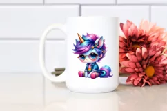 Cute Baby Unicorn Sitting PNG Product Image 2
