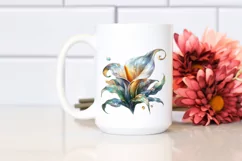 Shiny Calla Lily Made of with Watercolor Splash | Clipart Product Image 2