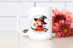 Simple Cute Baby Octopus on Halloween Star PNG Product Image 2