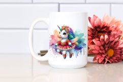 Colorful Baby Unicorn in Pavane Dancer&#039;s Costume PNG Product Image 2