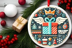 Round Christmas Ornament Sublimation|Clipart Product Image 1
