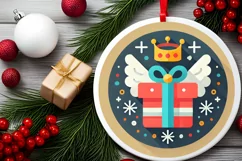 Round Christmas Ornament Sublimation|Clipart Product Image 1