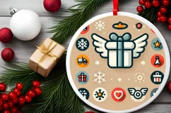 Round Christmas Ornament Sublimation|Clipart Product Image 1