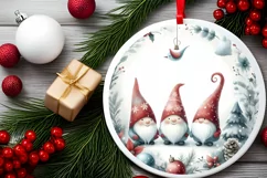 Winter Gnomes Round Ornament Sublimation PNG Product Image 2