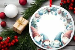 Winter Gnomes Round Ornament Sublimation PNG Product Image 2
