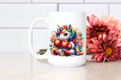 Playful Baby Unicorn with Boxer's Gloves, Watercolor PNG Product Image 2