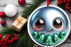Christmas Octopus Round Ornament Sublimation PNG Product Image 1