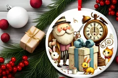 Round Christmas Ornament Sublimation|Clipart Product Image 1