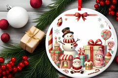 Round Christmas Ornament Sublimation|Clipart Product Image 1