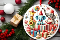 Round Christmas Ornament Sublimation|Clipart Product Image 1