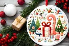 Round Christmas Ornament Sublimation|Clipart Product Image 1