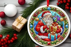 Round Christmas Ornament Sublimation|Clipart Product Image 2