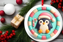 Round Christmas Ornament Sublimation|Clipart Product Image 1